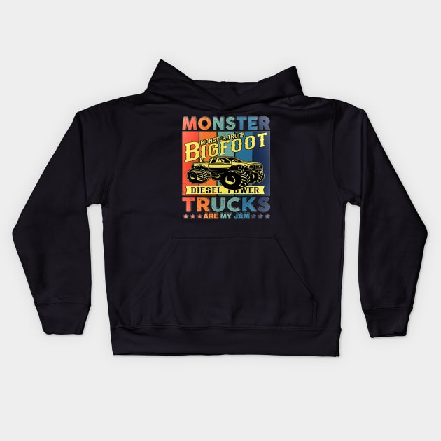 Funny Aesthetic Quotes Monster Truck Bigfoot Car for Birthday Boy, Toddlers, Youth & Adults Kids Hoodie by masterpiecesai